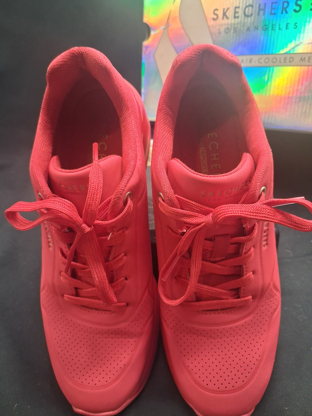 Skechers Women’s Red Athletic Platform Sneakers. Size 8.5 - Picture 4 of 16